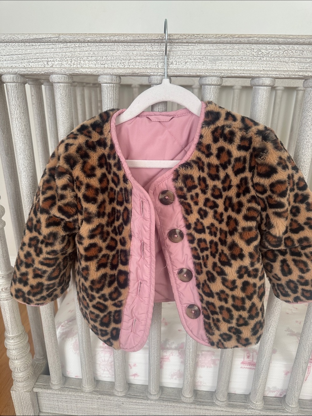Janie and Jack Leopard Faux-Fur Jacket with Pink Lining